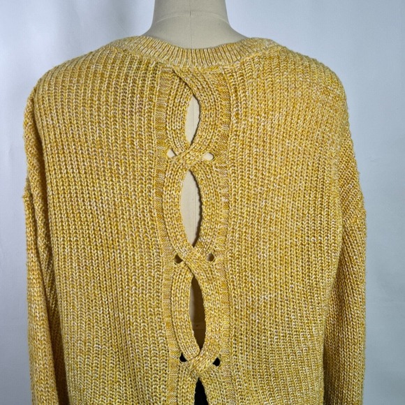 Express Womens Open Knit Back Crop Sweater Yellow, Sz M - Picture 5 of 10